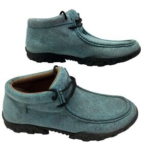 Ferrini Rogue Womens 10B Turquoise Leather Moc Toe Chukka Boots 63722-50